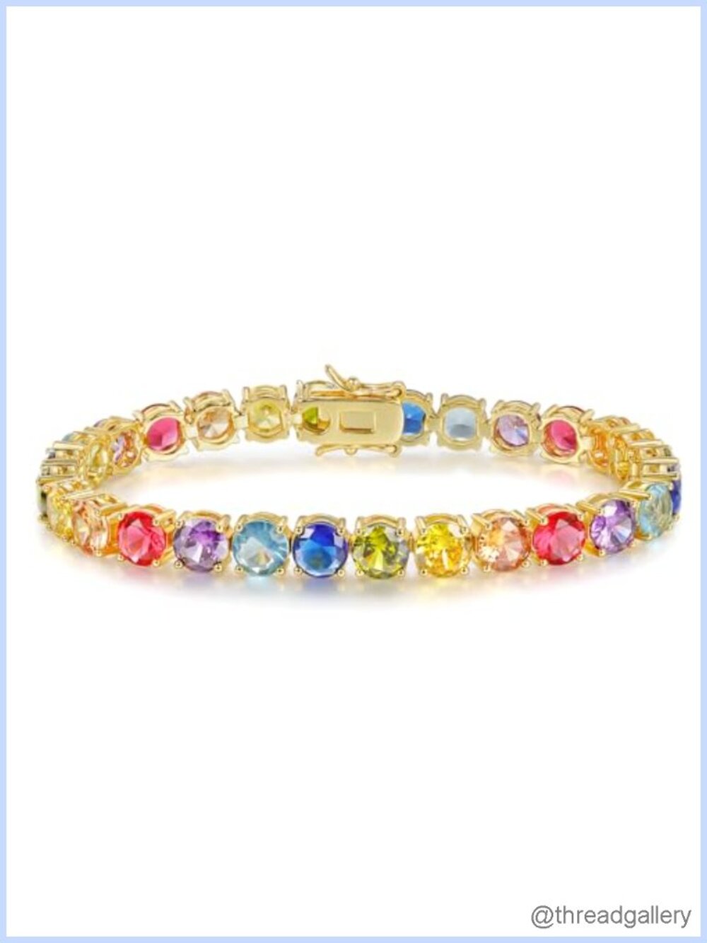 6.0mm Colored Cubic Zirconia Tennis Bracelet for Women 18K Gold Plated